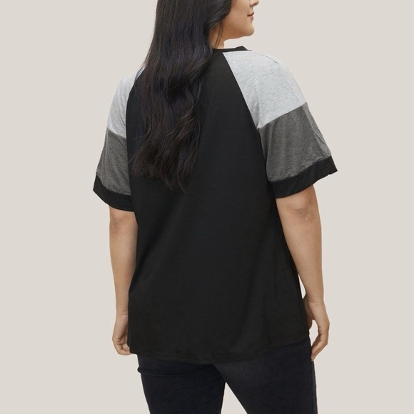 BloomChic Plus Size 2XL Colorblock Contrast Crew Neck Raglan Sleeve T-shirt us18 - Picture 3 of 7